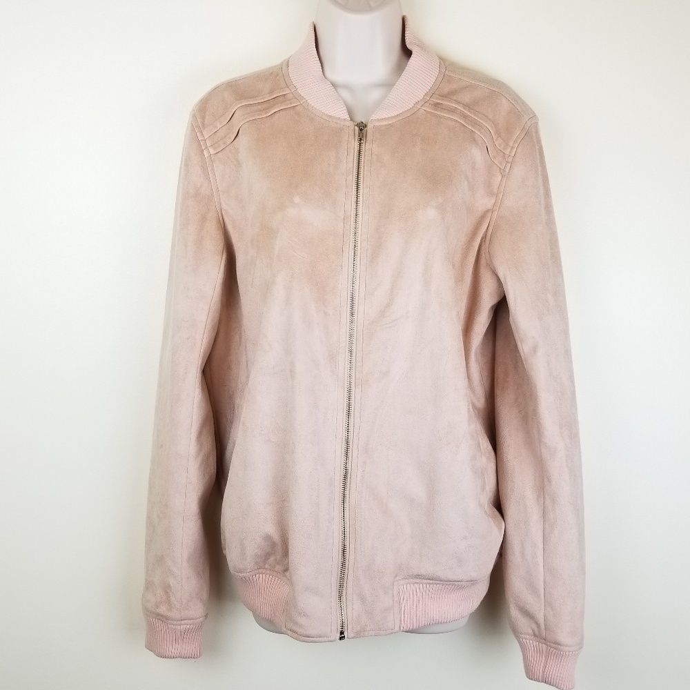 Tan Suede Like Zip Up Jacket. Size M - Picture 2 of 5